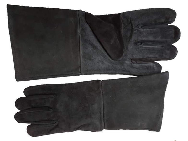 Suede Leather Gloves - Black Large